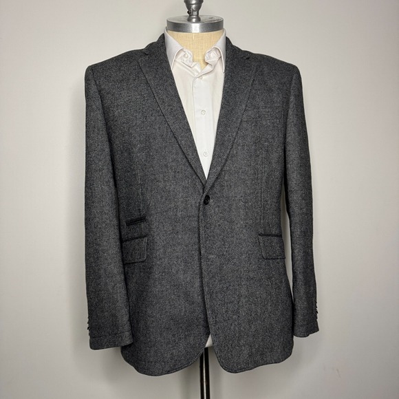 Joseph Abboud Men's XL Sport Coat Blazer Jacket Gray Wool‎ 2-Button 46R - Picture 1 of 10